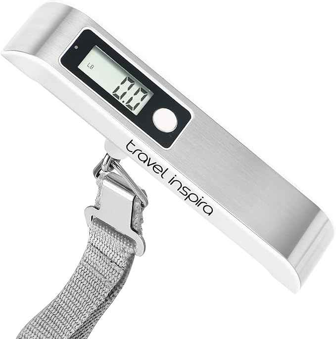 travel inspira Luggage Scale, Portable Digital Hanging Baggage Scale for Travel, Suitcase Weight Scale with Rubber Paint, 110 Pounds, Battery Included