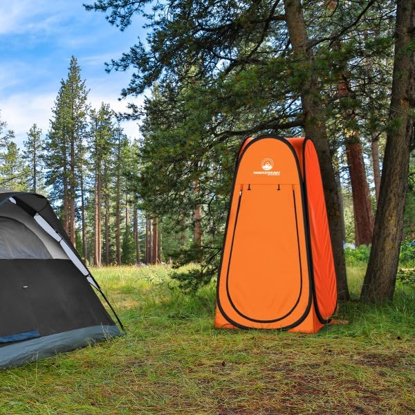 Wakeman Pop Up Changing Tent, 3.3 x 3.3 x 6.2ft, Camping Shower Tent for Portable Toilet Stall or Dressing Room with Carry Bag for Camping, Beach, or Tailgate, Polyester