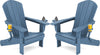 SERWALL Folding Adirondack Chair, HDPE Adirondack Chairs Set of 2, Plastic Outdoor Chairs- Looks Exactly Like Real Wood- Navy