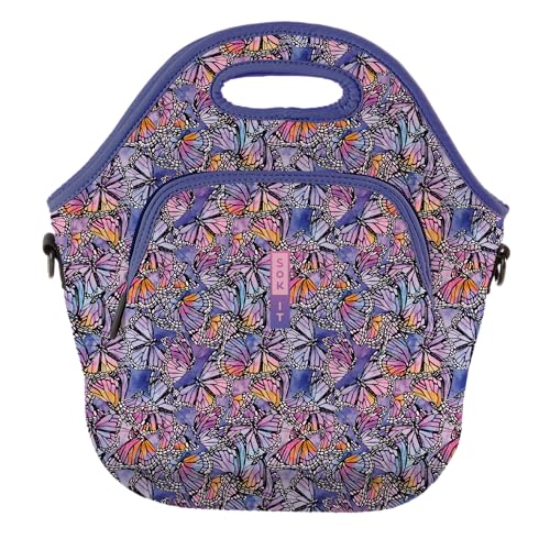 LunchTote Zippered Bag Insulated Neoprene Caddy (Butterfly Galaxy / X-Large 6.5 Quart Lunch Tote)