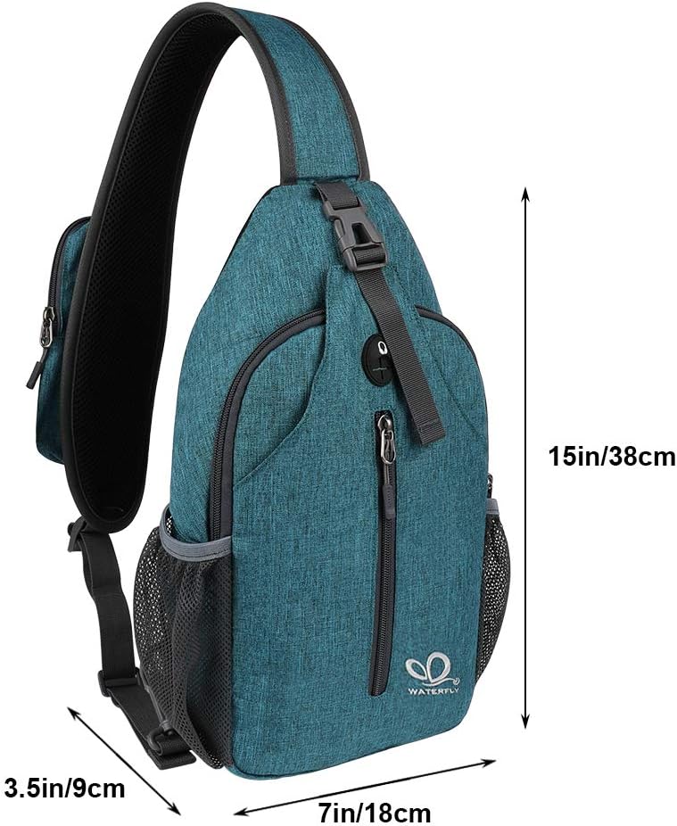 WATERFLY Crossbody Sling Backpack Sling Bag Travel Hiking Chest Bag Daypack - Roamly
