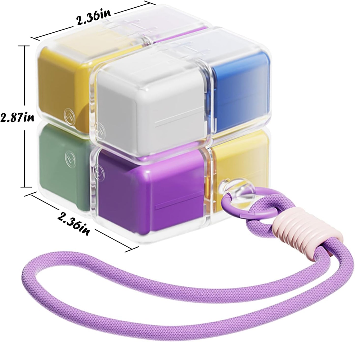Purse Pill Organizer,Magnetic Cube Cute Pill Box,Pill Compact with 8 Compartment,Vitamin Container Weekly Pill Case (Multi-Color)
