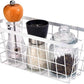 LeleCAT White Hanging Kitchen Baskets For Storage Adhesive Sturdy Small Wire Storage Baskets No Drilling Wall Mounted Kitchen Food Pantry Bathroom Shelf Storage, 4 PACK,White