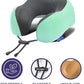 napfun Neck Pillow for Traveling, Upgraded Travel Neck Pillow for Airplane 100% Pure Memory Foam Travel Pillow for Flight Headrest Sleep, Portable Plane Accessories, Striped Turquoise Set
