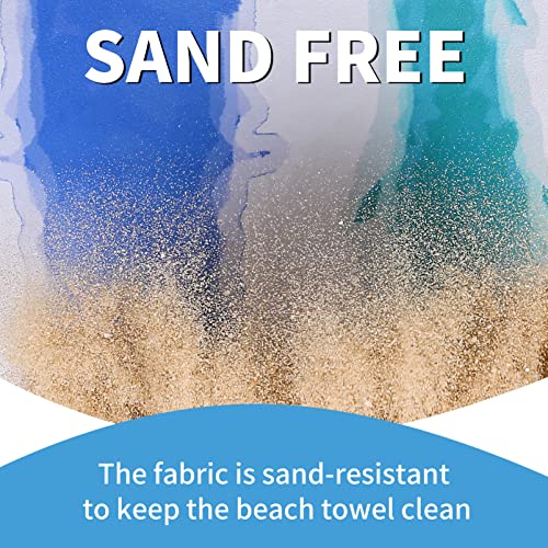 Microfiber Beach Towel Oversized 71x32 Blue Black with Bag 2 Pack (2 Count)