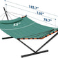 TegerDeger 12FT 2 Person Hammock with Stand Included 55 x 79IN Large Hammock 450LB Capacity with Hardwood Spreader Bar & Nylon Rope for Outside, Patio, Garden, Backyard, Beach, Poolside - Lake Blue