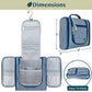 PAVILIA Toiletry Bag Travel Bag for Women Men, Hanging Cosmetic Organizer, Water Resistant Makeup Bag for Accessories Toiletries, Large Travel Essentials Kit (Stripe Navy)