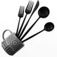 Gugrida 20-Piece 18/10 Stainless Steel Flatware Silverware, Luxury Dinnerware Set Travel Cutlery Tableware Include Knife Fork Spoon Service for 4,Healthy & Eco-Friendly Dishwasher Safe (Black Matte)