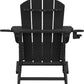 SERWALL Folding Adirondack Chair, Dual Cup Holders & All-Weather HDPE, Wood-Like Patio Chair for Backyard, Camping，Pool & Fire Pit- Black