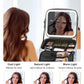 Relavel Travel Makeup Bag with LED Mirror, Portable Cosmetic Train Case with 3 Color Lighted Brightness Mirror, Makeup Artist Organizer Storage with Adjustable Dividers Make Up Box - Blue Flower