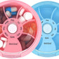 INVODA Weekly Pill Organizer 7 Compartment Rotating Pill Box for Daily Medication & Vitamins - Portable Travel Pill Case Fish Oil Supplements Vitamins Organizer (Pink+Blue)