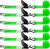 6 Pack 2 inch Ratchet Straps Heavy Duty J Hook 2 in x 15ft with Strong Ratcheting, Cargo Load Tie Down Strap 2200lbs Working Load for Trucks Green