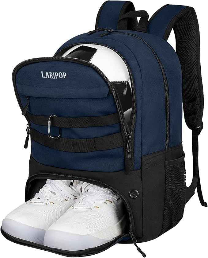 LARIPOP Soccer Backpack Soccer Bag with Ball Holder & Shoe Compartment Youth Sports Equipment Training Bag