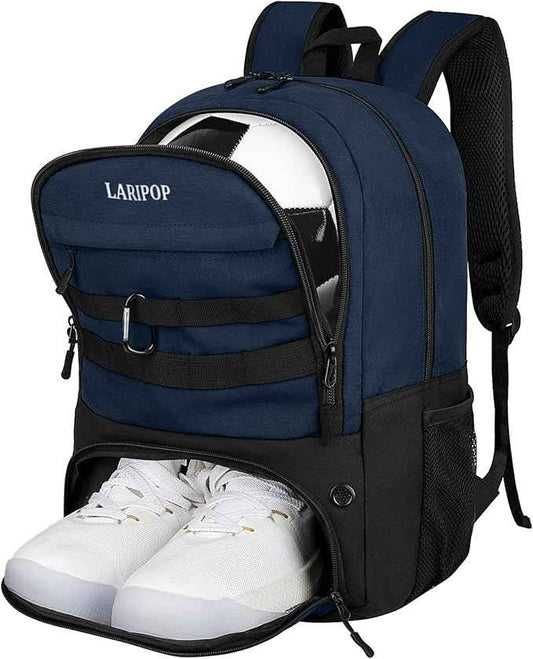 LARIPOP Soccer Backpack Soccer Bag with Ball Holder & Shoe Compartment Youth Sports Equipment Training Bag