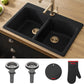 KRAUS Forteza 33-inch Drop in/Undermount 50/50 Double Bowl Granite Kitchen Sink in Black, KGD-52BLACK