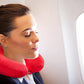 Inflatable Travel Neck Pillow: Extra-Soft, Cushion. for Airplanes, Trains, Cars, Portable Travel Accessory-with Carrying Pouch for Cell Phone and Passport Etc. (Vintage Red)