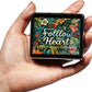 Cute and Portable Metal Pill Organizer – 8 Compartments, Elegant Chrome Finish, Ideal for Travel and Daily Use (Follow Your Heart Floral)