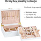 Small Jewelry Organizer for Women, 2-Layer Travel Jewelry Box with Portable Case, Necklace Ring Storage for Dresser, Girls Teens Gifts (White)