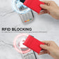 Minimalist Metal wallet,RFID Blocking Smart Pop Up Card Wallet 6-12 Cards Holder Slim Compact Front Pocket Wallets with Elastic Coin Pocket for Men and Women,Red