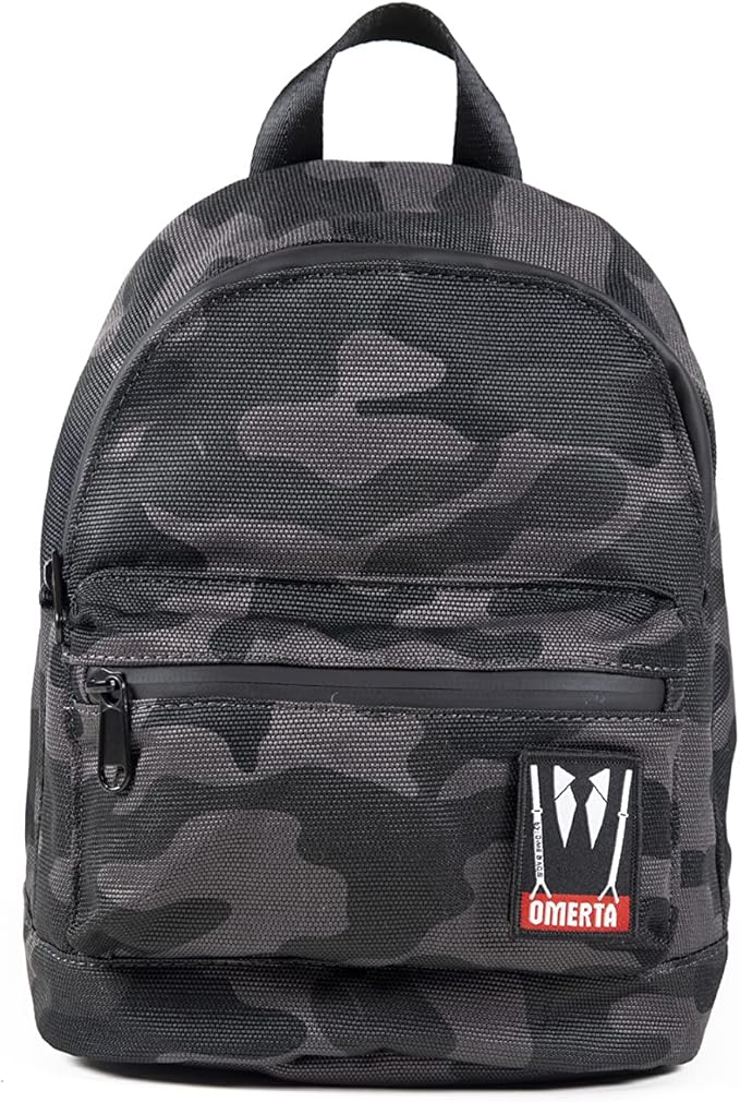 Dime Bags Odor Sealing Locking Backpack, Carbon Lining for Smell & Spill Protection, 3-Digit Combo Lock, Durable Water-Resistant Exterior, Compact Travel Bag, Changeable Patch, Mini Molly (Camo)