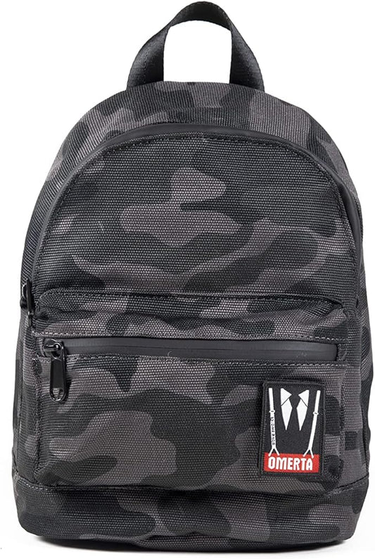 Dime Bags Odor Sealing Locking Backpack, Carbon Lining for Smell & Spill Protection, 3-Digit Combo Lock, Durable Water-Resistant Exterior, Compact Travel Bag, Changeable Patch, Mini Molly (Camo)