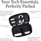Halfday Sidekick Tech Organizer Kit | Flip-Out Kickstand for Phone/Tablet, Zip-Flat Pouch with Power Mesh & Elastic for Cable & Charger (Splash-Resistant Travel Electronics Accessories Case), Marine
