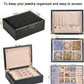 Small Jewelry Organizer for Women, 2-Layer Travel Jewelry Box with Portable Case, Necklace Ring Storage for Dresser, Girls Teens Gifts (Black)