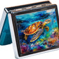 Silver Vintage Pill Box 7 Day Metal Pill Box with Mirror and 8 Compartments Cute Travel Pill Organizer for Purse (Sea Turtle)