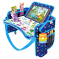 Kids Travel Tray - Waterproof Car Table with No-Drop Large Tablet Holder - Car Seat Tray - Road Trip Must Haves - Lap Desk Kids Organizer for Airplane - Toddler Travel Activities (Blue)