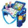 Kids Travel Tray - Waterproof Car Table with No-Drop Large Tablet Holder - Car Seat Tray - Road Trip Must Haves - Lap Desk Kids Organizer for Airplane - Toddler Travel Activities (Blue)