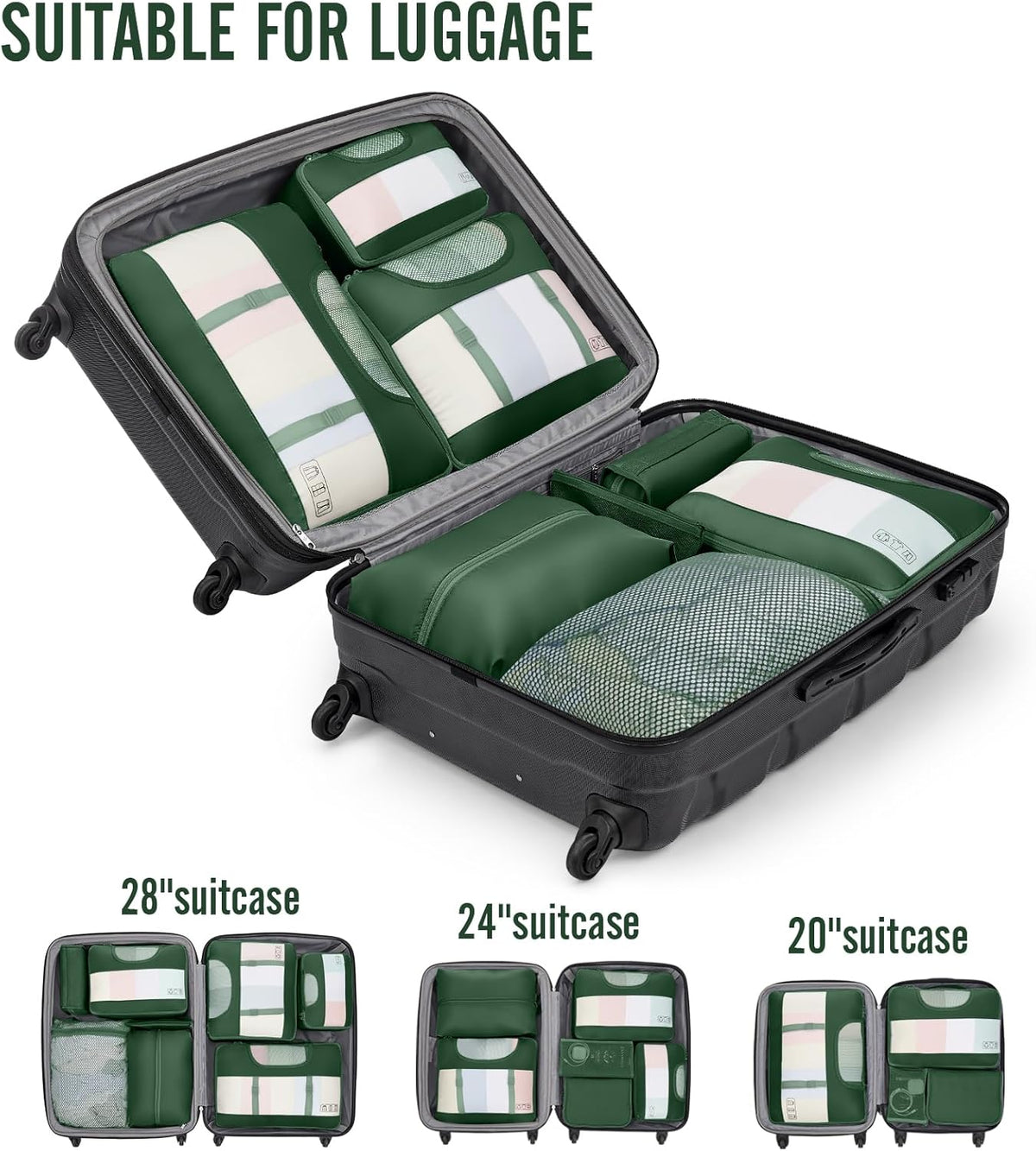 Veken 10 Set Packing Cubes for Travel Essential, Suitcase Organizer Bags in 4 Sizes, Carry-On Luggage Accessories with Large Laundry & Hanging Toiletry Bag, Must-Have for Airplane, Road Trip & Camping - Roamly
