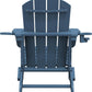 SERWALL Folding Adirondack Chair, Dual Cup Holders & All-Weather HDPE, Wood-Like Patio Chair for Backyard, Camping，Pool & Fire Pit- Navy
