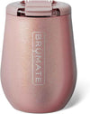 BrüMate Uncork'd 14oz 100% Leakproof Insulated Wine Tumbler | Locking Lid | Insulated Stainless Steel Wine Glass | Perfect For Travel & Outdoors | BPA-Free (Glitter Rose Gold)
