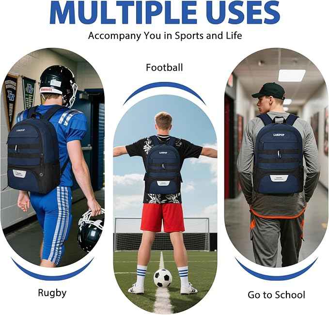 LARIPOP Soccer Backpack Soccer Bag with Ball Holder & Shoe Compartment Youth Sports Equipment Training Bag