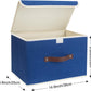 TYEERS Collapsible Storage Boxes, Washable Fabric Storage Bins with Lids, 14.9x9.8x9.8 inches, 2 Pack, Classic Blue