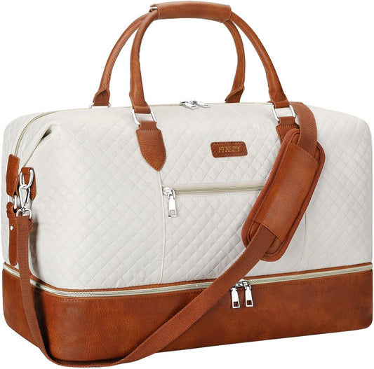 Weekender Bag for Women, Travel Duffel Bag Carry On Overnight Bag with Shoe Compartment Large Nylon Travel Weekend Tote Bag - Roamly