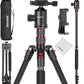 NEEWER 77" Camera Tripod Monopod with Cell Phone Holder Compatible with iPhone for Video Recording, Compact Aluminum Lightweight Travel Stand with Ball Head QR Plate Bag Cleaning Cloth, Max Load 34lbs