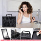 Makeup Train Case, Portable Makeup Case with Mirror, 2-Trays Cosmetic Organizer Case,Nail Polish Organizer, Travel Makeup Box, Profesional for Salon Barber, Pattern Black