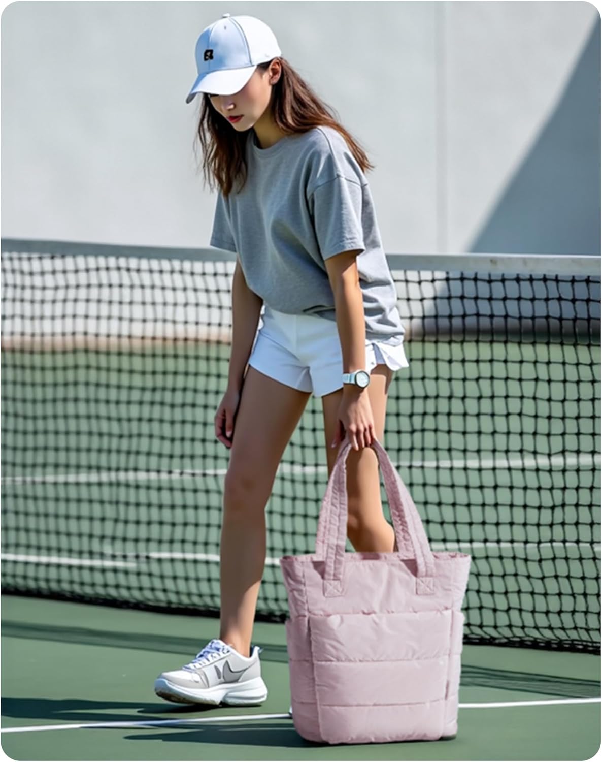 BAGSMART Tote Bag for Women, Lightweight Puffy Tote Bag with Compartments Shoulder Bag Handbag for Travel, Work, Gym,