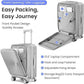 3 Piece Luggage Set 100% PC Hardshell, Front Opening Expandable Suitcase (20/24/28) with Laptop Compartment & Free Custom PVC Covers, Trunk Style Lightweight Spinner Wheels TSA Lock (Silver)
