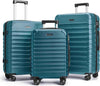 LIGHT FLIGHT Luggage Sets, 3 Piece Durable Suitcase Set with Spinner Wheels, 3 Pcs Hard Shell Lightweight Luggage with TSA Lock, Large Checked Travel Suitcases, 20/24/28 Inch,Teal Blue