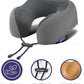napfun Travel Pillow, 100% Pure Memory Foam Neck Pillows for Travel Airplane Headrest Flight Plane Accessories, Deep Grey, Medium (120-200LB)