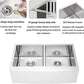 36 Farmhouse Sink Stainless Steel - Lordear 36 inch Kitchen Sink Double Bowl 50/50 Stainless Steel 16 Gauge Apron