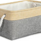 TheWarmHome Decorative Basket Rectangular Fabric Storage Bin Organizer Basket with Handles for Clothes Storage (Gold&Grey, Medium-1Pack,13.8L*9.8W*6.7H)