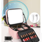 Relavel Makeup Bag with LED Mirror, Small Travel Makeup Case with Rechargeable Lighted Mirror 3 Color Lights, Double Layer Cosmetic Box Makeup Brush Lipstick Holder Organizer for Women, Pink