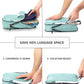 Large Compression Packing Cubes 6 Piece Set for Travel with Lightweight Laundry Bag/Drawstring Backpack for Carry-On Suitcase (Teal/White) - Roamly