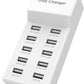 USB Charger Station Block with Rapid Charging Auto Detect Technology Safety Guaranteed 10-Port Family-Sized Smart USB Ports for Multiple Devices Smart Phone Tablet Headphones