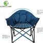 ALPHA CAMP Oversized Camping Chairs Padded Moon Round Chair Saucer Recliner with Folding Cup Holder and Carry Bag