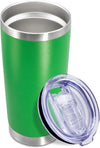 20 oz Tumbler Coffee Tavel Tumblers Bulk with Lid Stainless Steel Double Wall Vacuum Insulated Mug Powder Coated Cups fit Car Cupholder for Hot and Cold - Green, 1Pack