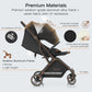 Gravity Folding Baby Stroller - Portable Travel Toddler Stroller w/Adjustable Backrest & Canopy, Lightweight and UV Protected, One-Hand Automatic Folding - Black